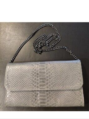 Borse In Pelle Womens Leather Snake Embossed Gray Enveloped